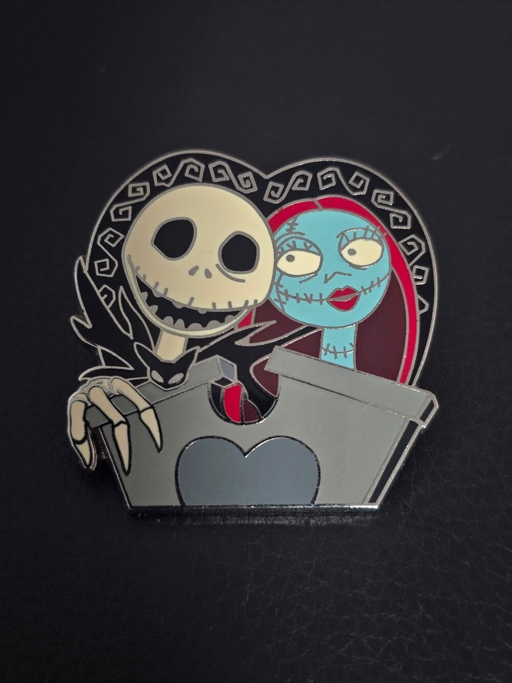 Disney Jack & Sally Heart Coffin Enamel Pin Nightmare Before Christmas